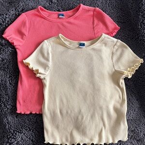 Old Navy Toddler Ribbed T-Shirts - Coral and Yellow 4T
